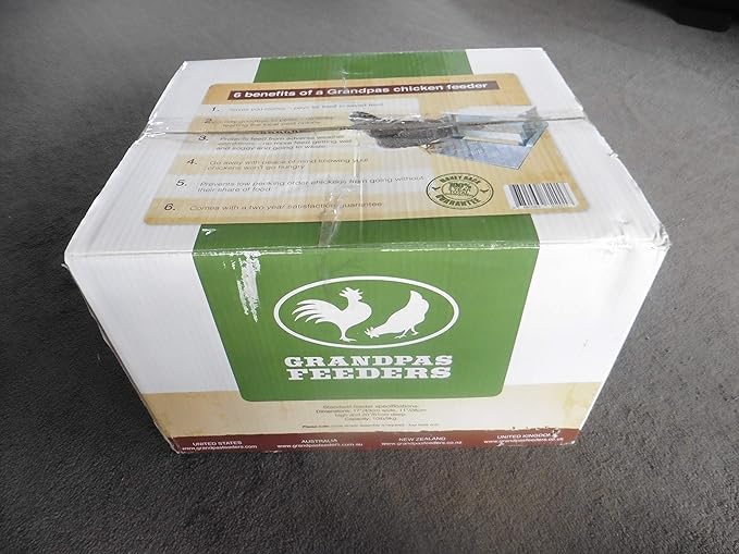 Grandpas Feeders Automatic Chicken Feeder for Large Size for 12 Chickens - Long-Lasting Galvanized Steel - Zero Waste Poultry Feeder, Spill Proof with Weatherproof Lid 10 Days (40lb Feed)