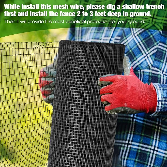 Tatuo 36in x 150ft Hardware Cloth Hot Dip Galvanized After Welded Cage Mesh Rolls 1/2 Inch Metal Chicken Wire Mesh Roll Wire Fencing Poultry Netting for Raised Garden Rabbit Rodent Animals(Black)