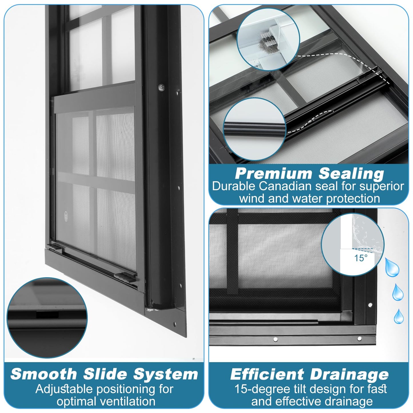 JONRIOX 18" W x 27" H Shed Window,Sliding Window, Aluminum Gray Flush Mount with Tempered Glass and Stainless Steel Screen, Playhouse Window, Chicken Coop Window, Household Window.(Gray 2 Pack)