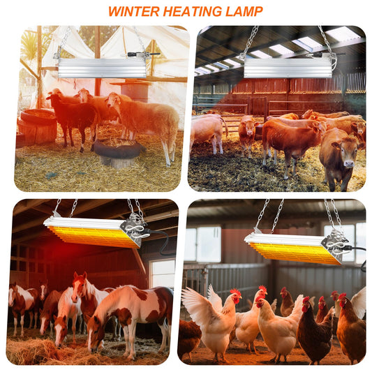 Large Heat Lamp for Chicken Coop, 400 Watts Carbon Fiber Chicken coop Heater, Adjust 2 Mode Temp&Hanging Height, Waterproof,Indoor & Outdoor Heater,For Cow,Sheep,Livestock,size:16.3x5.31x3inch (400W)