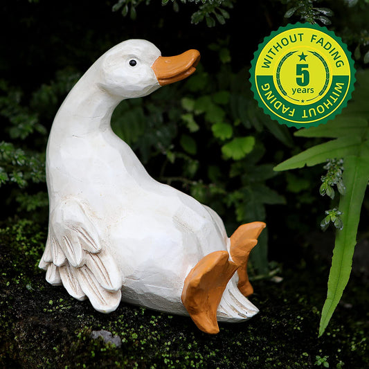LEGIFO Duck Yard Decorations Outdoor Ornaments Set of 3, Resin Goose Sculpture Statue Front Porch Garden Decor for Outside Imitation Wood Carving, Funny Animal Decorations Fairy Craft Yart Art Decor