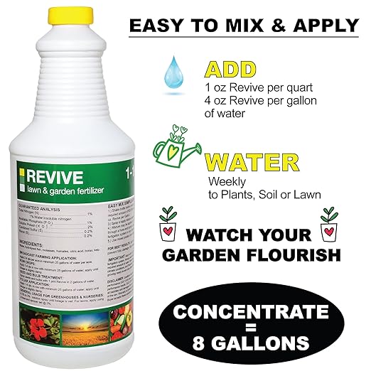 GGO Revive Organic Fertilizer Concentrate with Mycorrhizal Fungi – Plant Food for Vegetables, Flowers, Gardens, Houseplants, and Hydroponics – Kelp, Fish, Humates, and Molasses