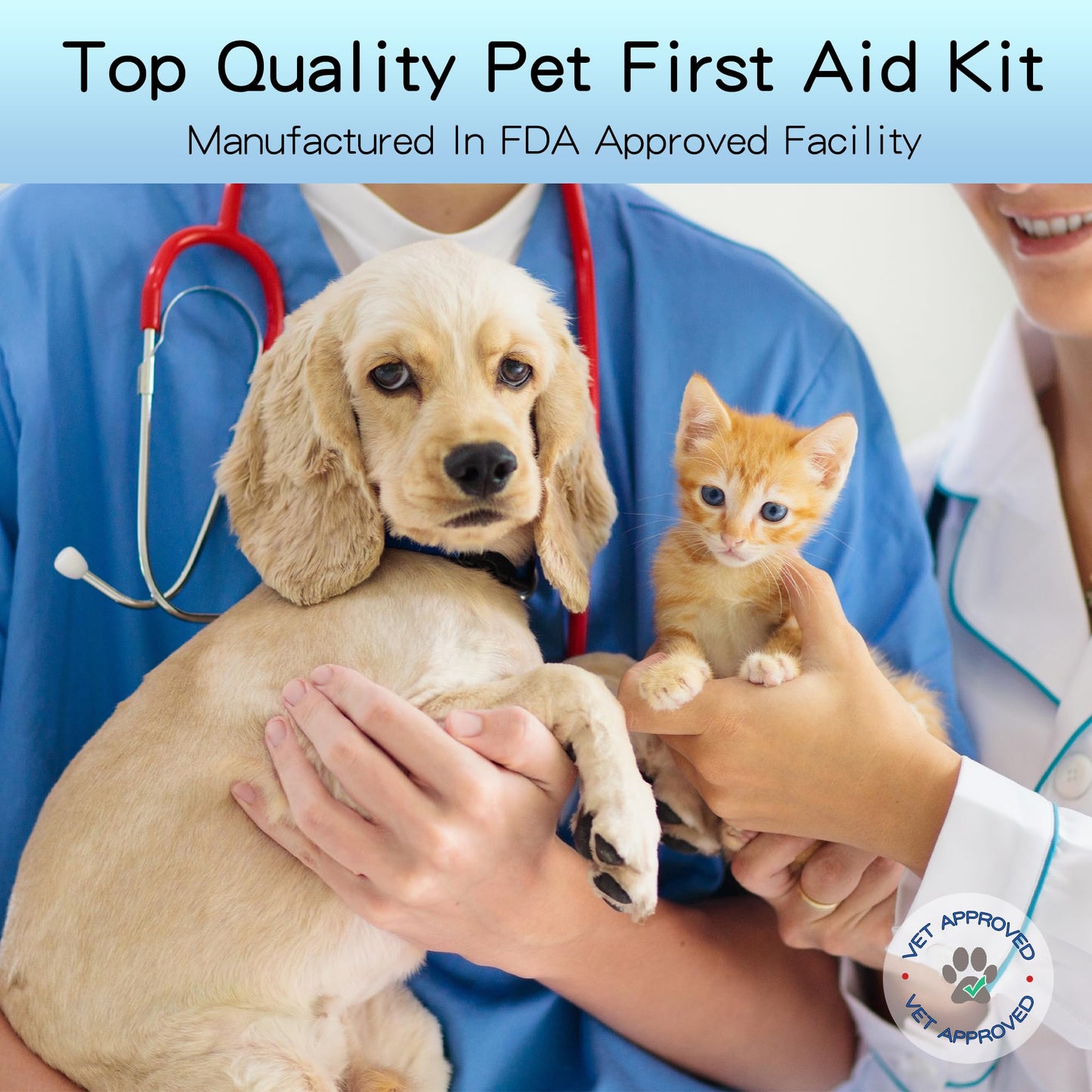 WELL-STRONG Pet First Aid Kit - Vet-Approved Survival Essentials for Dogs & Cats | Immediate Care Emergency Supplies with Trauma Pad, Tweezers & Bandages | Compact Travel Kit for Home, Camping, Car