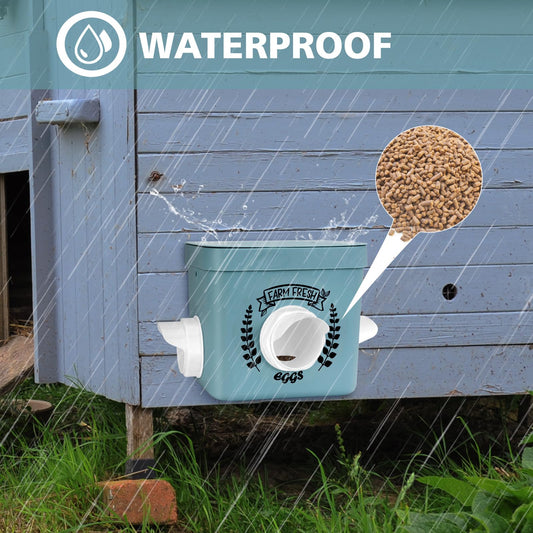 ‎Tgeyd Chicken Feeder, 10 LB Chicken Coop Accessories, Chicken Feeders No Waste for Chicks and Hens, Waterproof Automatic Chicken Feeder, Hanging Chicken Feeder with 3 Ports (Patent Product)