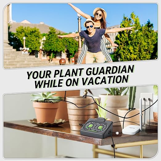 RAINPOINT Smart Automatic Watering System for 15 Potted Plants with Detachable Solar Panel, Local Control & Remote App Control, Drip Irrigation Kit for Indoor Houseplants,Low Water Auto-Shutoff