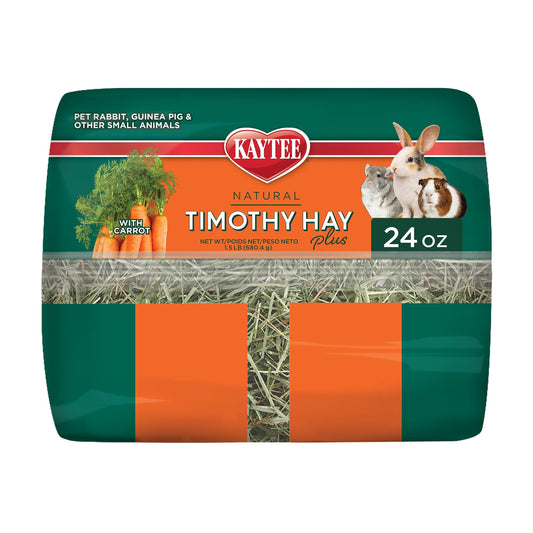 Kaytee Timothy Hay Plus Carrots for Pet Guinea Pigs, Rabbits & Other Small Animals, 24 oz