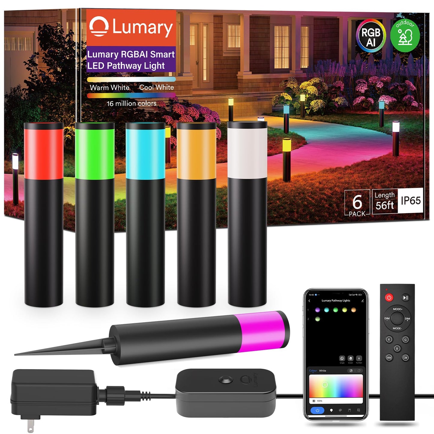 Lumary Wireless WiFi Moisture/Temperature Soil Meter 6 Pack Smart Pathway Lights
