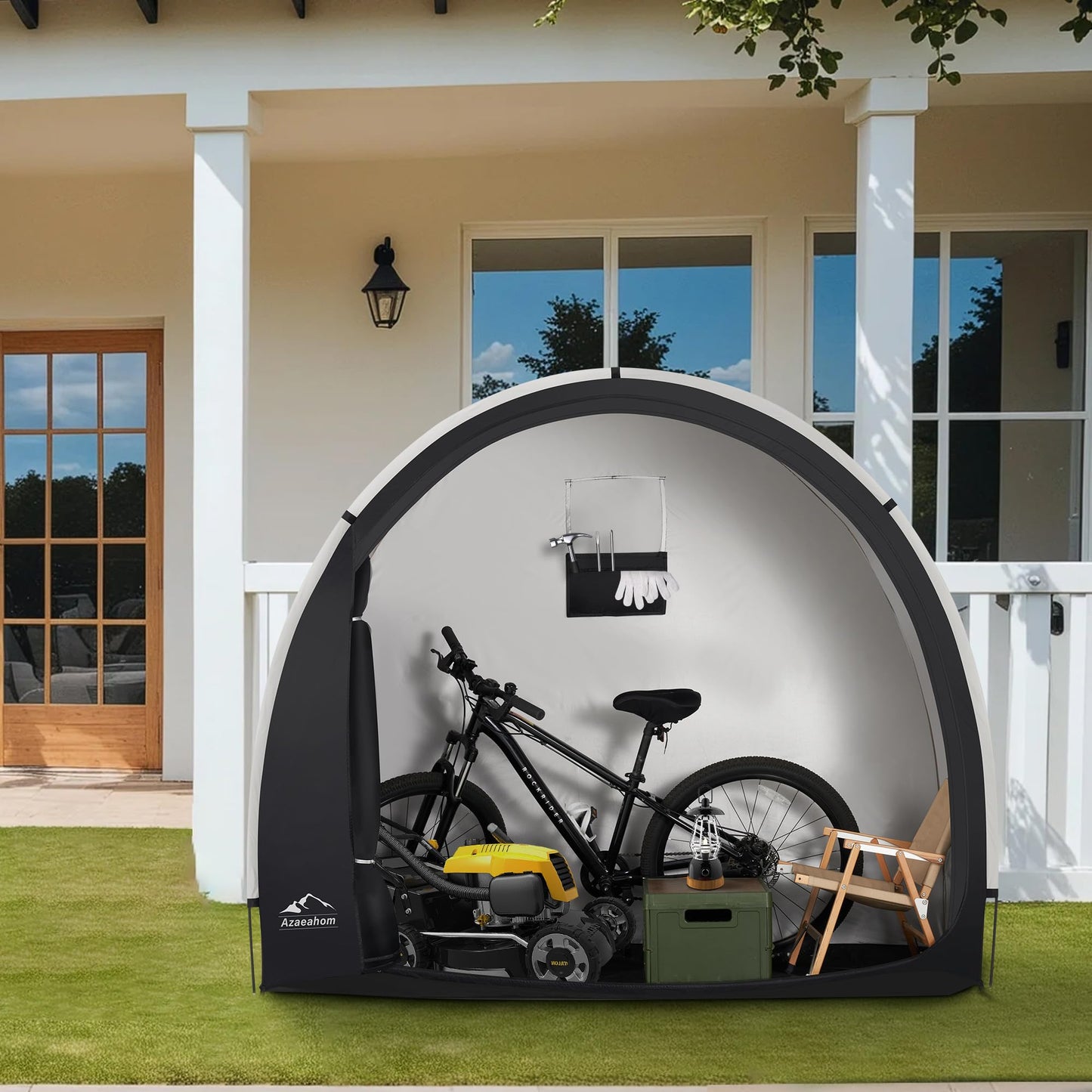 Azaeahom Bike Storage Shed Tent, Waterproof Outdoor Storage Shed for Bicycle, Easy Setup, Portable Storage Tent for Motorcycle,Garden Tools,Lawn Mower