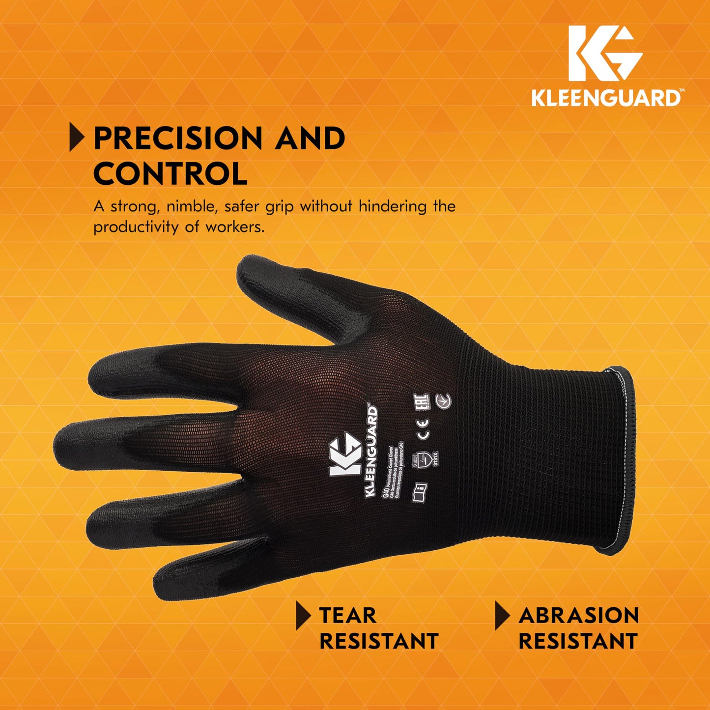 KLEENGUARD G40 Polyurethane Coated Gloves (13840), Size 10 (XL), High Dexterity, Black, 12 Pairs / Bag, 5 Bags / Case, 60 Pairs