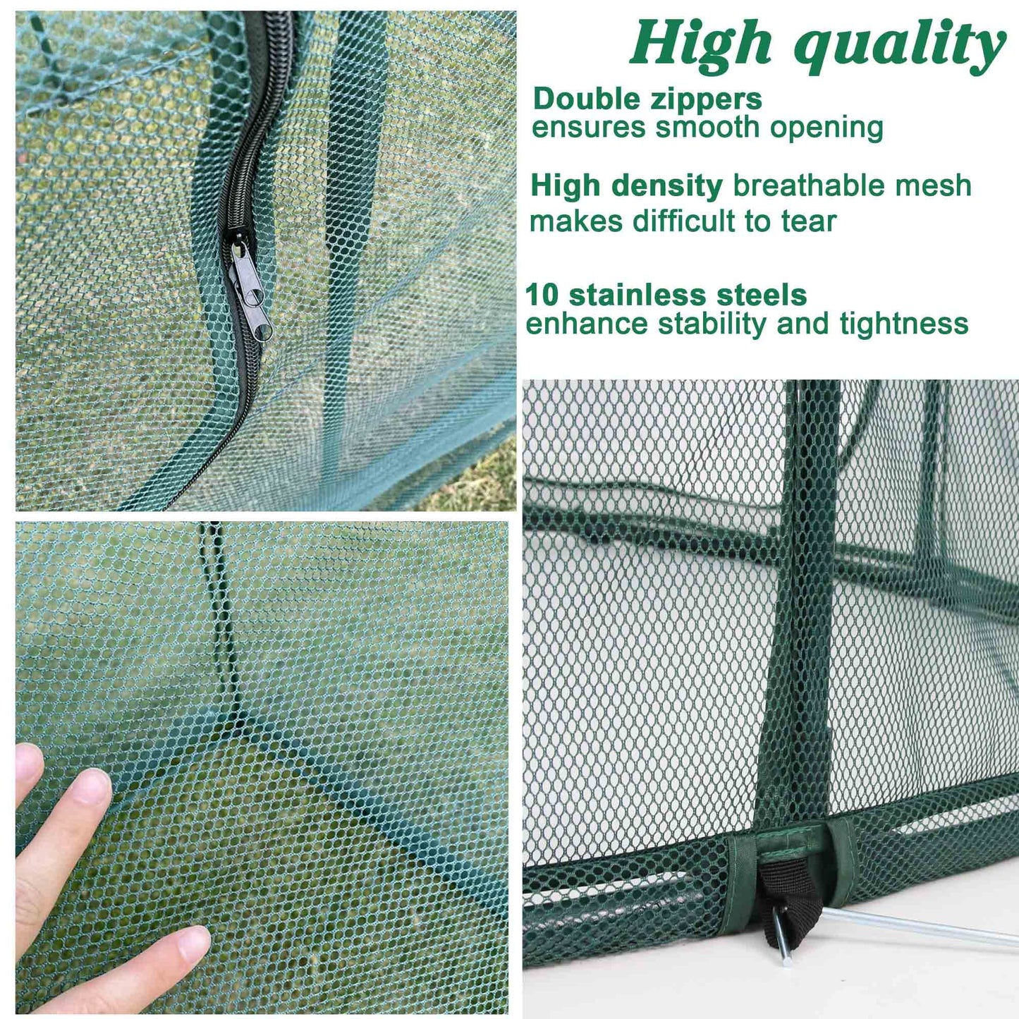 Portable Chicken Run Hen Coop,Walk-in Poultry House,Outdoor Gardening Net,Easy-up Small Animals Enclosure for Protecting Pet and Plant with Metal Frames and 10 Stakes in Backyard and Farm