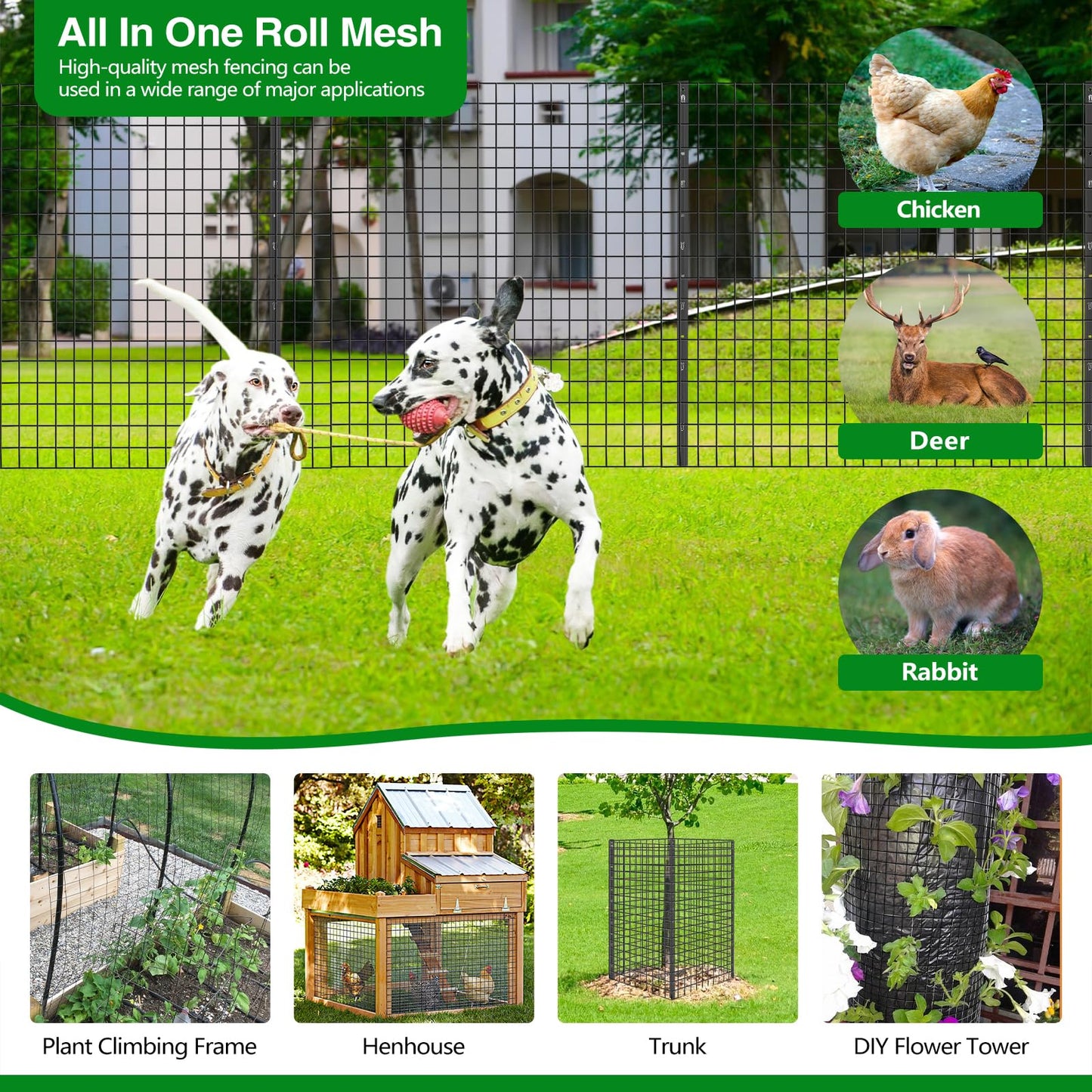GILPWA Wire Fence, 48 in(H) X 50 ft(L) PVC Coated Welded Wire Fencing 2" X 2" 16GA Garden Border Vinyl Metal Chicken Wire Fencing Mesh Roll for Yard Vegetable Plant Protection Poultry Netting Black