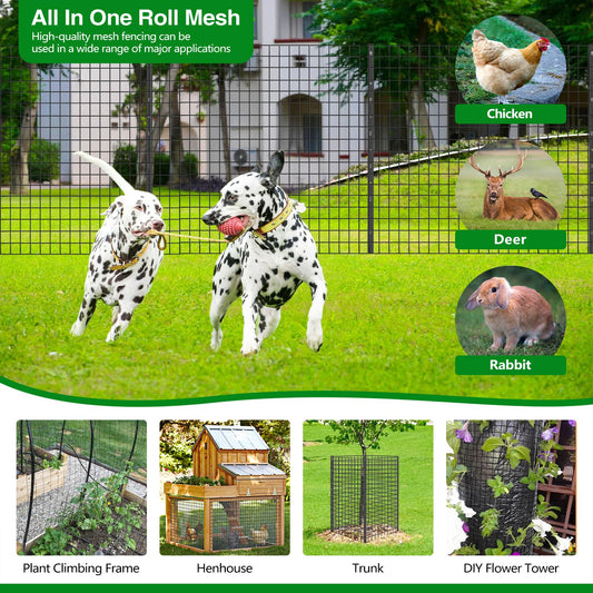 GILPWA Wire Fence, 48 in(H) X 50 ft(L) PVC Coated Welded Wire Fencing 2" X 2" 16GA Garden Border Vinyl Metal Chicken Wire Fencing Mesh Roll for Yard Vegetable Plant Protection Poultry Netting Black