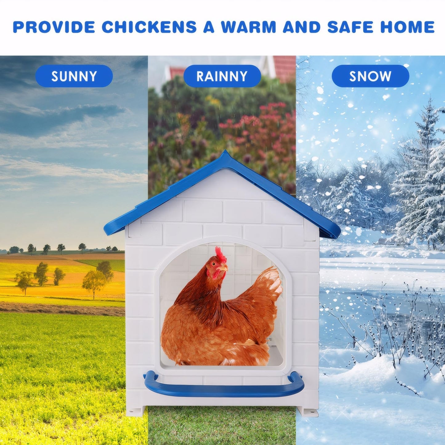 Waterproof Chicken Nesting Box for Laying Eggs - Easy to Assemble, Washable Nesting Pad, Wall or Ground Mounted, Indoor & Outdoor Use for Chicken, Duck, Rabbit, Poultry (1 Pack)