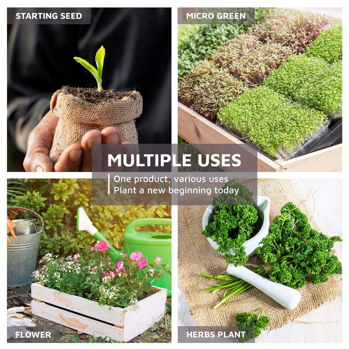 UBICON Easy to Use Compressed Coco Coir Organic Top Soil for Indoor and Outdoor; 24 Bricks expands to 60 Gallons, Excellent Aeration, Reduces Weed Growth, and Retains Water