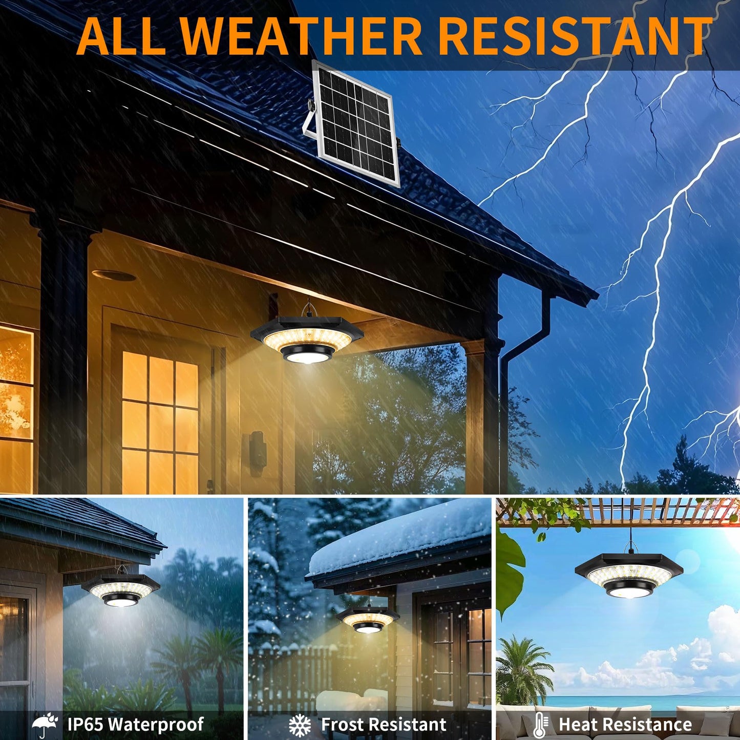 ROSTIUTE Solar Shed Light, 288 LED 1000LM Solar Pendant Light Indoor Outdoor, Solar Lights 5 Modes Motion Sensor with Remote Control for Chicken Coop Barn Patio Gazebo Garage