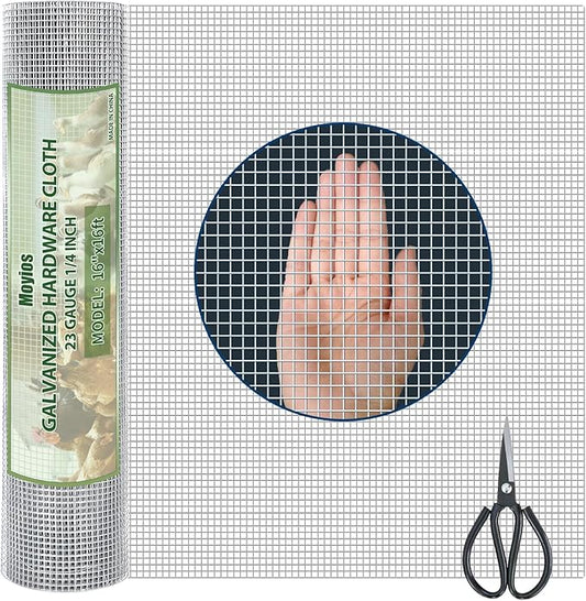 Hardware Cloth 1/4 Hot Dip Galvanized Wire Mesh Roll 23 GA Building&House Repaird Wire Fence Mesh - for DIY, Coops, Rabbit,Snake Fences, DIY Crafting,Plants Protective & Screen Mesh Silver