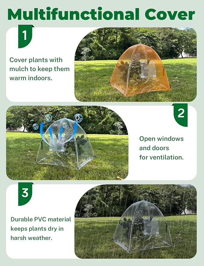 2 Pack Mini Greenhouse, Clear Outdoor Garden Frost Cover, Portable Small Green House for Indoor Outdoor, Small Grow Plant House Tent, Greenhouse Cover for Cold Frost Protector Plants (Transparent)