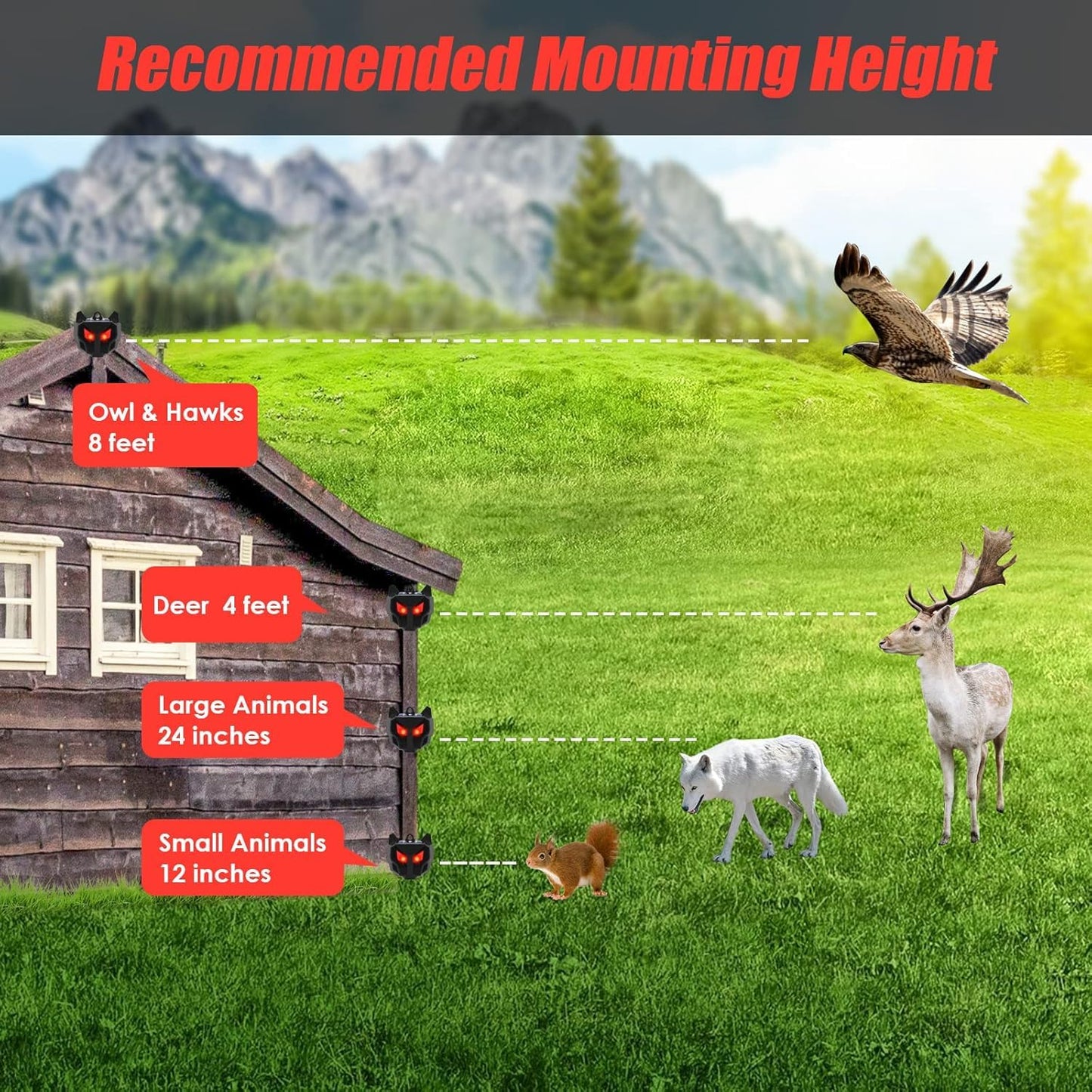 4 Pack Solar Nocturnal Animal Repeller,Predator Lights for Chicken Coop,Racoon Repellent Outdoor Coyote Deterrent Deer Repellent Devices,Effective Predator Deterrent Eyes for Skunk Fox Yard Garden