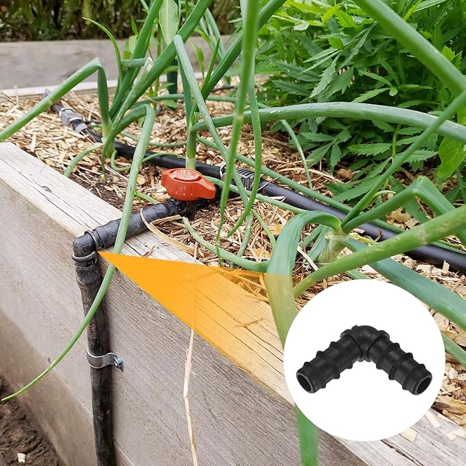 10-Pack Drip Irrigation Barbed Fittings, for 3/8 Inch Elbows Tubing Connector Plastic Coupling Irrigation Parts for Garden/Greenhouse/Aquarium/Flower Pot, Drip Pipe Accessories