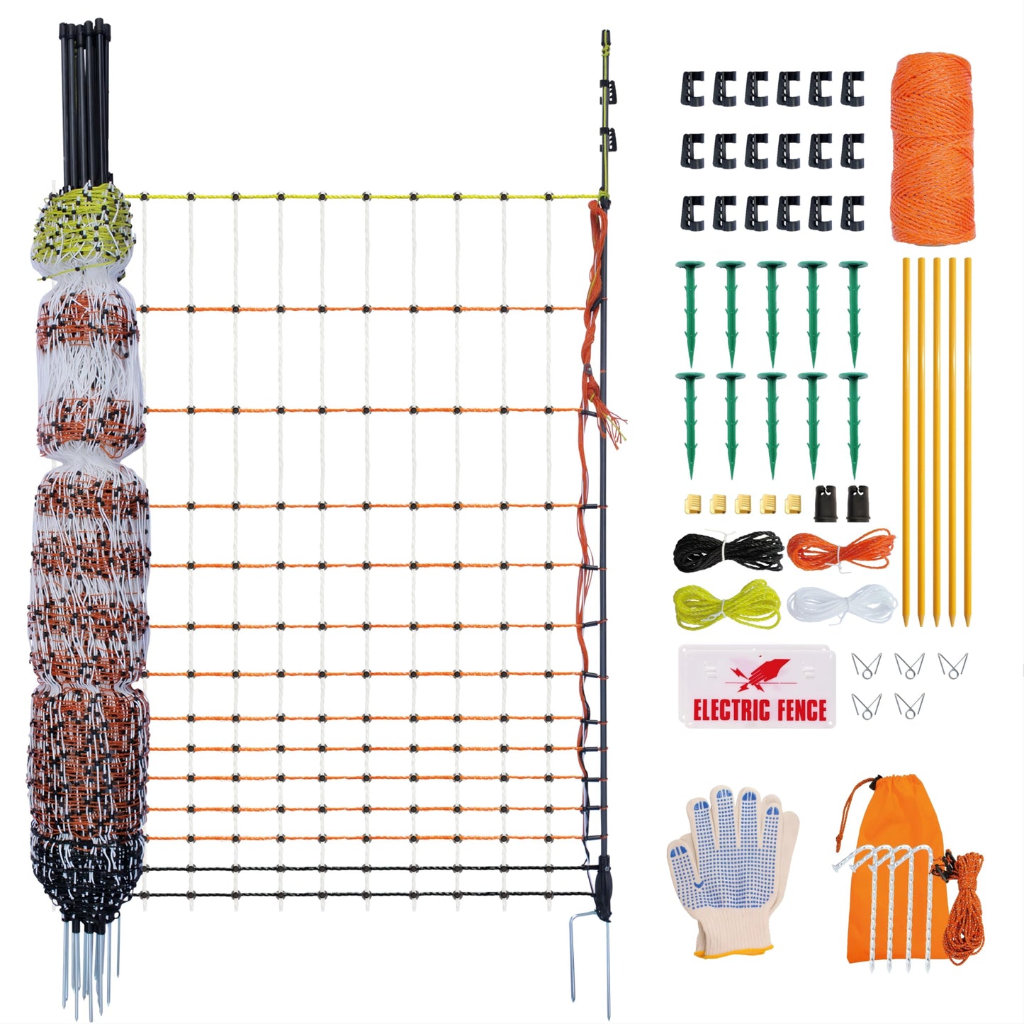 Poultry Electric Netting Fence - 47.3''H (can be Manually Raised to 59.1''H) x 65.6'L for Flying Chicken, Sheep, Goats in Farms, Ranches and Gardens, PK1