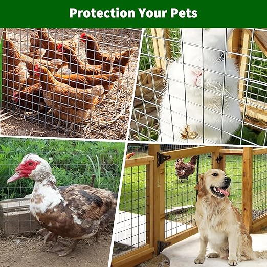 Hardware Cloth 1/2 inch 48 x 100 ft 19 Gauge Chicken Wire Fence Galvanized Steel Mesh Rolled Fencing for Garden Supports Poultry Netting Cage Snake Fence Tree Guard, Silver