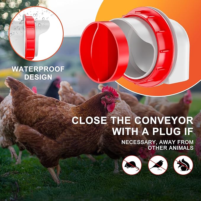Chicken Feeders and Waterers, 4 Ports Chicken Feeder No Waste and 4 Packs Chicken Water Nipples