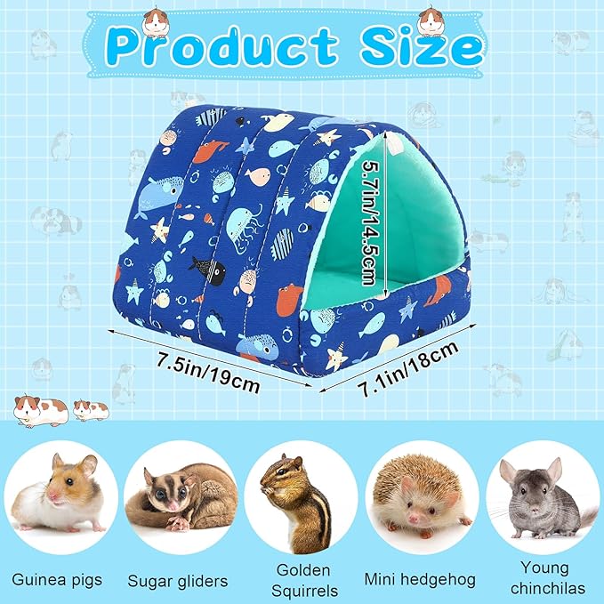 UPINS 2Pcs Guinea Pig Hideout,Guinea Pig Bed Houses Washable Small Animal House Cage Accessories for Dwarf Rabbits Chinchillas Hamsters Hedgehogs Ferrets Bearded Dragons and Rats