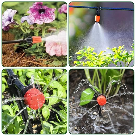 Drip Irrigation Kit, Drip Irrigation System for Garden with 1/4" Irrigation Tubing DIY Saving Water Automatic Watering System for Garden, Greenhouse, Flower Bed, Patio, Lawn