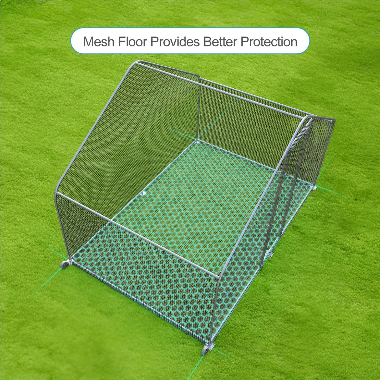 PETS TUFF Chicken Chalet - Chicken Coop for Chickens, Ducks, Rabbits & More - Predator-Resistant, Strong Wire with Mesh Bottom - Wheels for Easy Moving - Wind & Snow Durable Chicken Pen - 124”x81”x79”