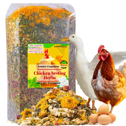 21 oz Chicken Nesting Herbs Flowers - 1.3lb Poultry Blend Herbs 12 Premium Nesting Box Herbs for Chicken Coop Refresher Boost Egg Laying Hens Herb Supplement for Backyard