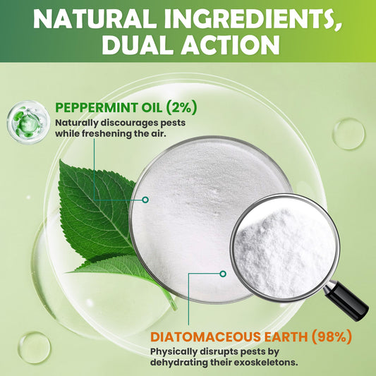 Diatomaceous Earth Food Grade & Peppermint Powder for Crawling Insect and Pest Control – 1 lb