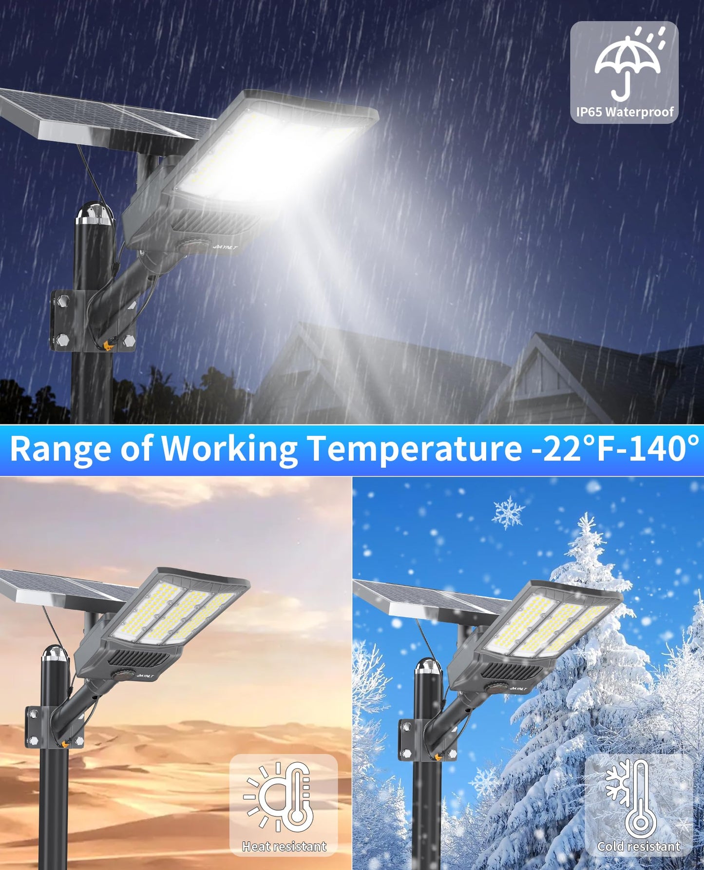 JAYNLT Y-11000W Solar Street Lights Outdoor,800000LM 6500K Bright Parking Lot Lights Commercial,Split Flood Lights Solar Powered,IP67 Waterproof Solar Security Lamps for Street,Farm