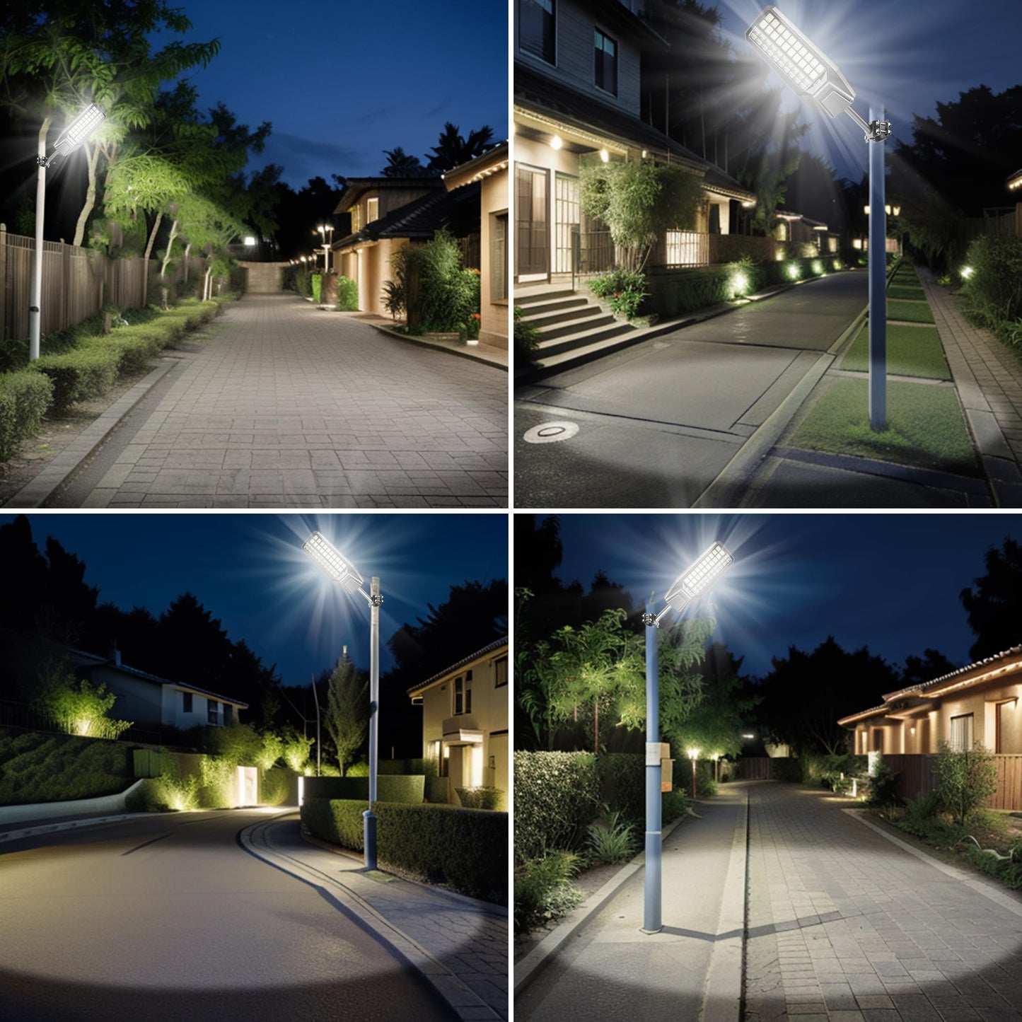 loyoele Utral-Large Solar Street Light 4 Pack，Solar Flood Lights Outdoor,Waterproof Motion Sensor LED Lights,Dusk to Dawn Lights with Remote, Solar-Powered Parking Lot Light,Commercial Area Lighting