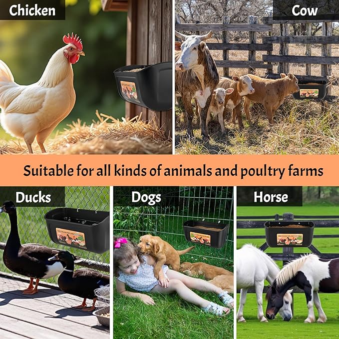 3 Pack Hanging Chicken Feeder Waterer, Duck Feeder for Outside with Clips, Water Trough for Duck Goose Goat Pig Deer, Durable Poultry Feeding Water Container, Small