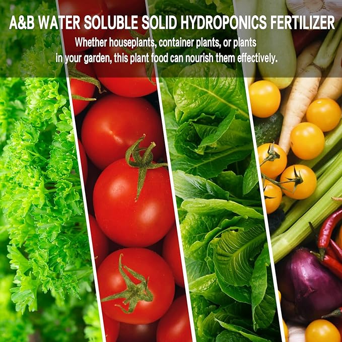 Hydroponic Nutrients, 800ML Hydroponic Plant Nutrients A and B, Universal A&B Indoor Plant Nutrients for Lush Growth of Indoor Plants, Vegetables, Fruits and Flowers