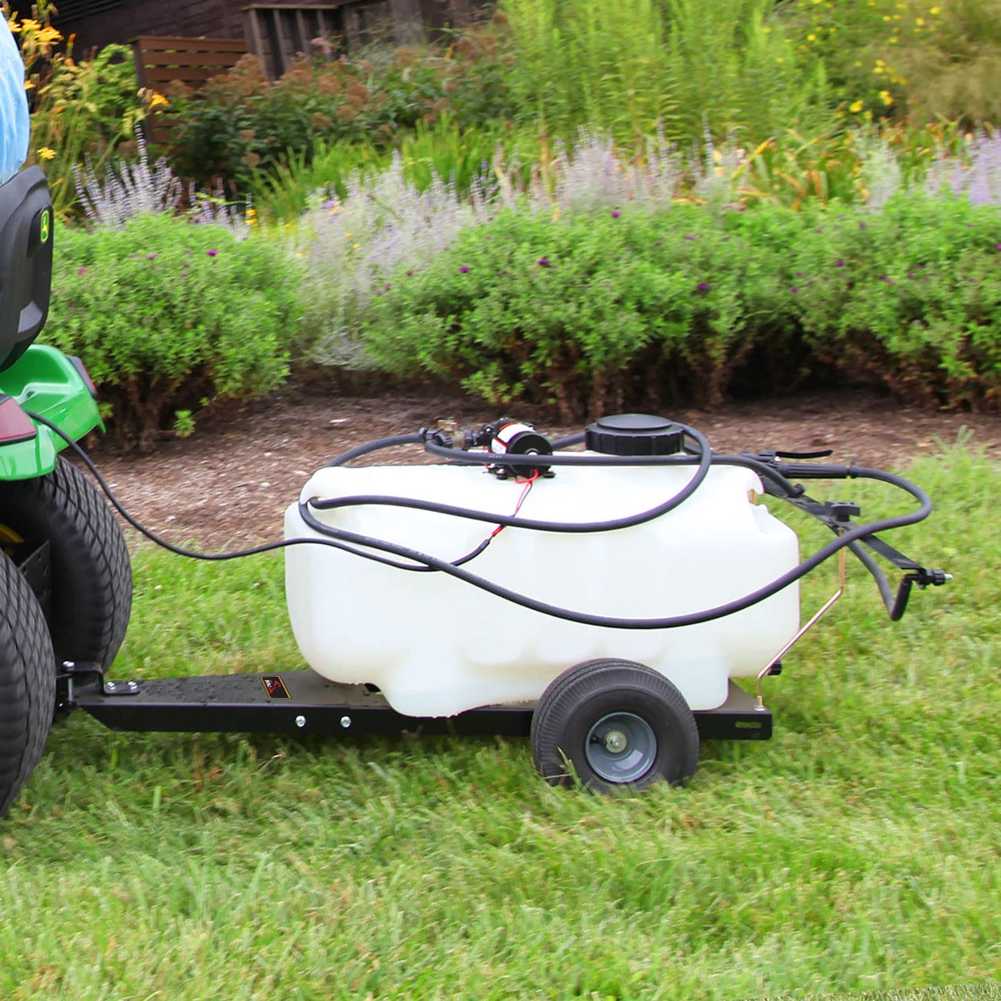 Brinly ST-251BH-A Self-Storing Tow Behind Lawn and Garden Sprayer with Collapsible Boom, 25-Gallon