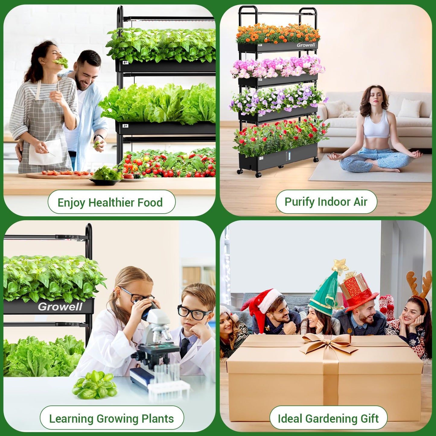 Growell 17 Pods Hydroponics Growing System & Large 120 Pods Vertical Garden