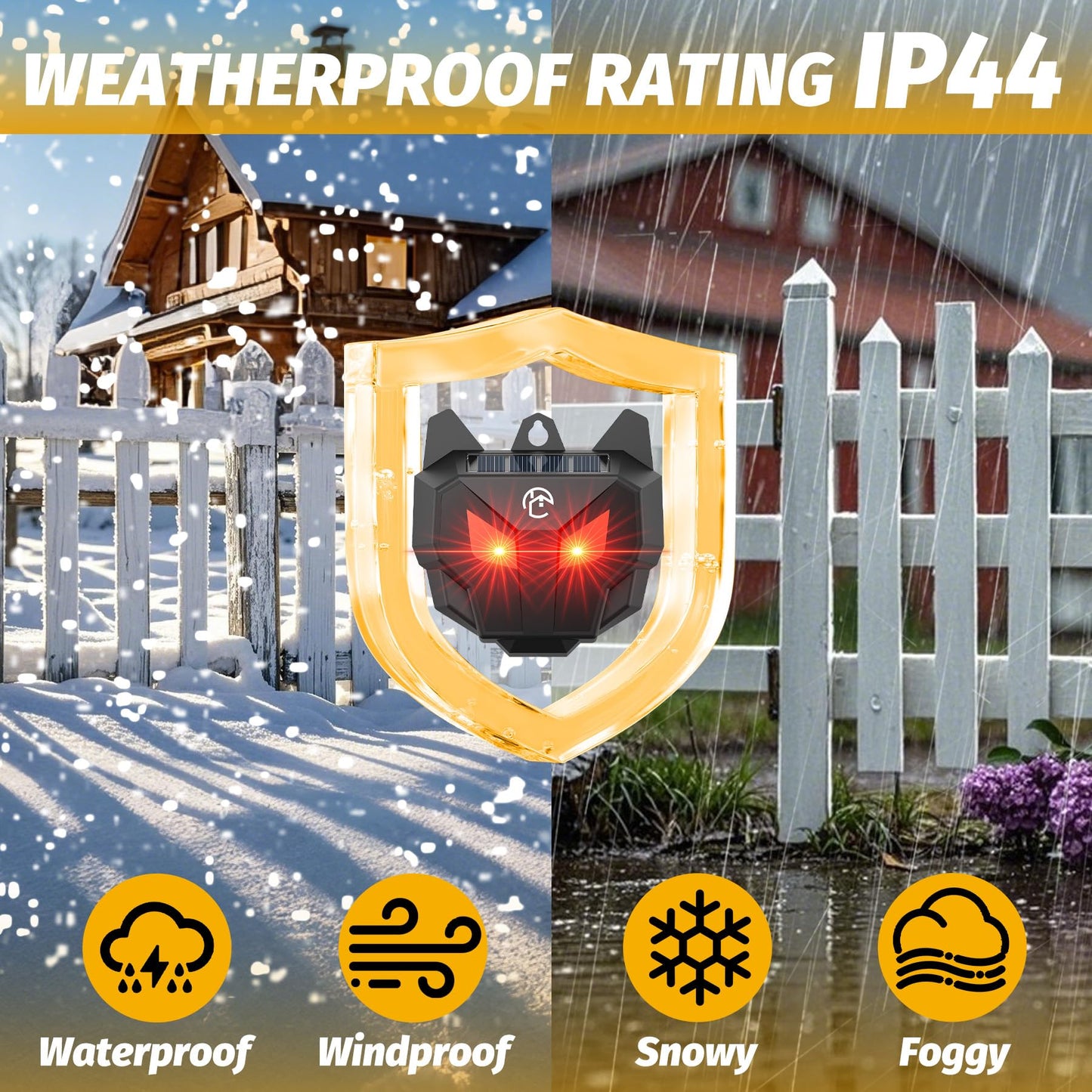 X-octenol Solar Powered Racoon Repellent Devices with Flashing Lights, Waterproof Coyote Deterrent Device Energy-Efficient Predator Lights for Chicken Coop