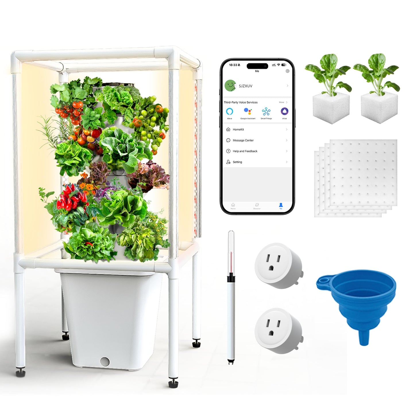 SJZX Hydroponics Growing System, 18 pods Vertical Small hydroponic Tower with LED Grow Light for Indoor Gardening, Classroom Growing Kit, Winter Germination Kits, Beginner-Friendly