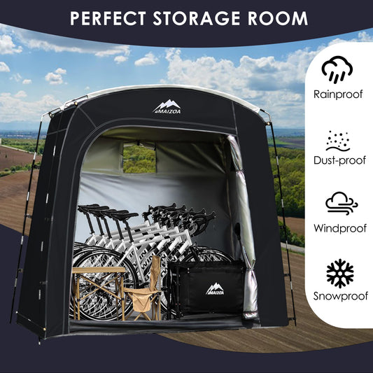 MAIZOA Bike Storage Shed Tent,83 * 32 * 73 Inches Outdoor Portable Storage Shelter for 2-4 Bicycles, 210D Oxford Fabric PU4000 Waterproof, Suitable for Storing Bicycles, Motorcycles and Various Tools