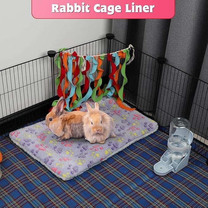YUEPET 5 Pack Warm Guinea Pig Bed Pads Soft Guinea Pig Sleeping Mats Washable Small Animal Bedding Cage Liners for Indoor Bunny Hamster Squirrel Hedgehog Chinchilla Ferret Paw Pattern（20.5''*13.4''）