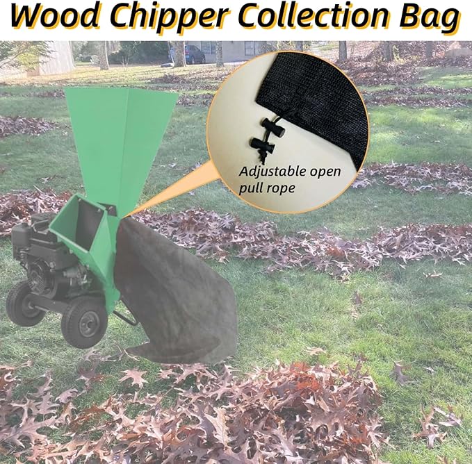 Large Capacity 24 x54" Wood Chipper Collection Bag, Reusable Leaf Mulcher Collection BagSuitable for Park Lawn Wood Chipper, Replacement Bag，Adjustable Opening Shredder Covers Collection Bag