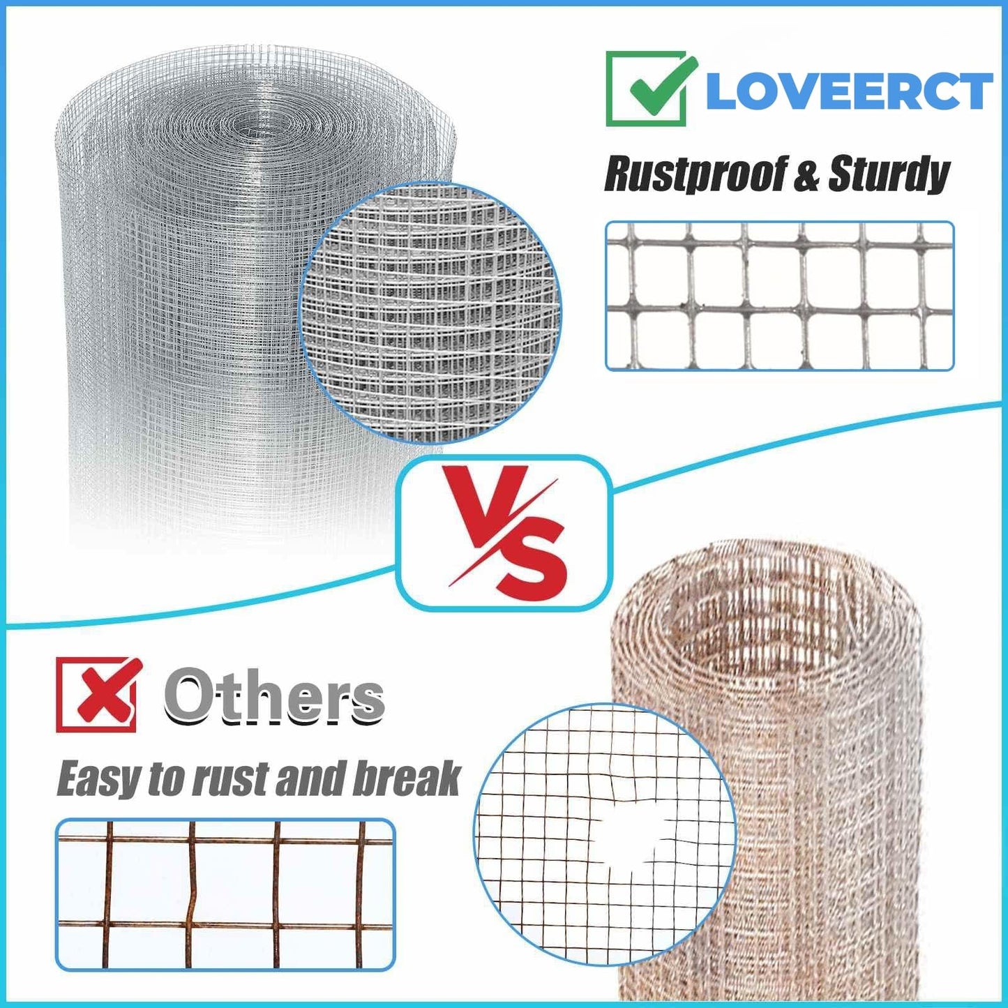 Hardware Cloth 1/2 inch 48inch x 100 Ft 19 Gauge Hot Dip Galvanized After Welding Galvanized Wire Mesh Roll Chicken Wire Fencing Gopher Wire Garden Bed Plant Supports Poultry Netting Cage Snake Fence