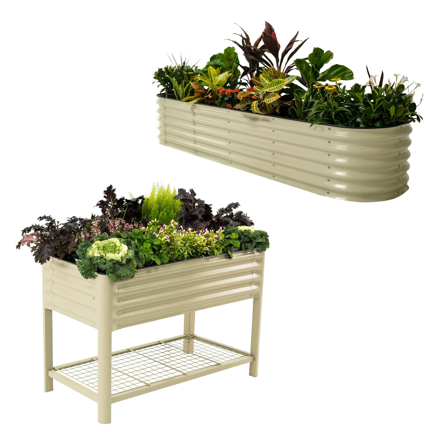 17" Tall 9 in 1 Metal Raised Garden Bed & 32" Tall 2' x 4' Elevated Garden Bed