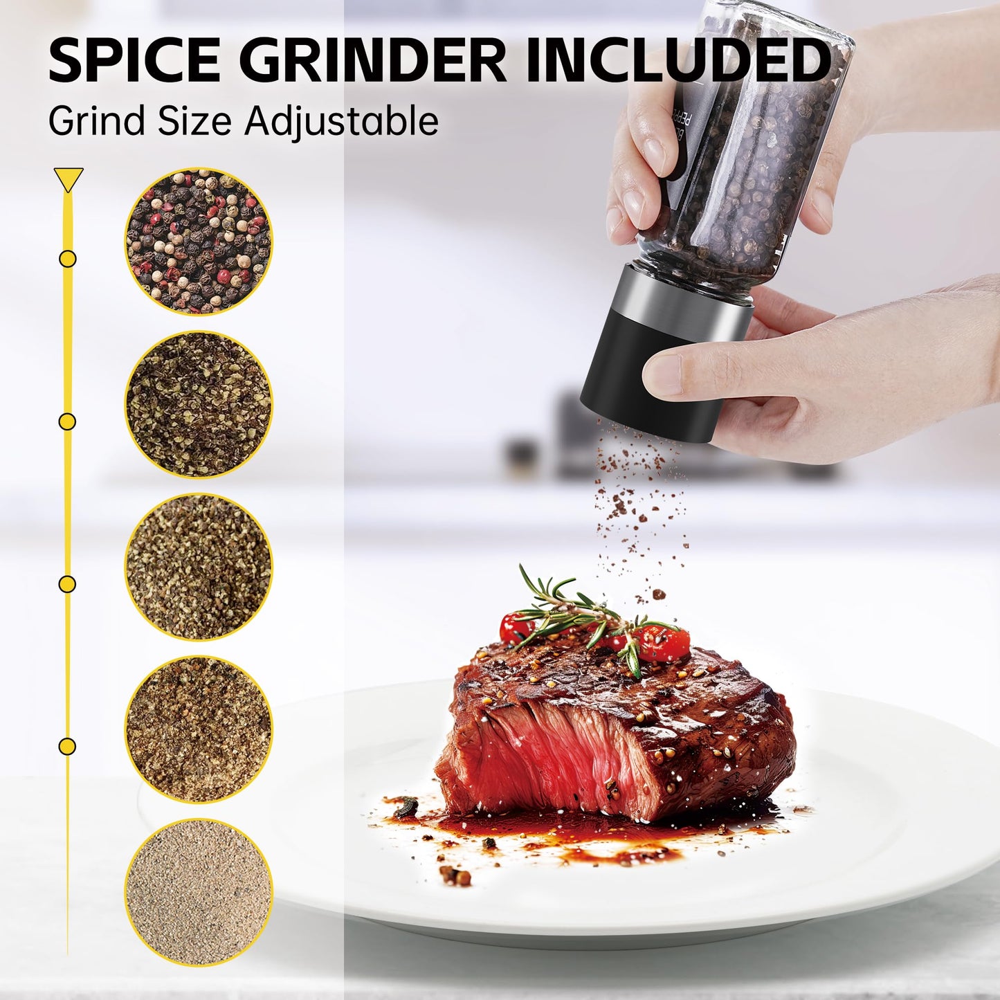 Miuyhji Spice Jars, 24 Pcs 4oz Seasoning Jars with Label, Glass Jars with Shaker Lids, Spice Containers Bottles with Pepper Grinder & Stainless Steel Funnel for Seasoning Organizer, Cabinet, Drawer