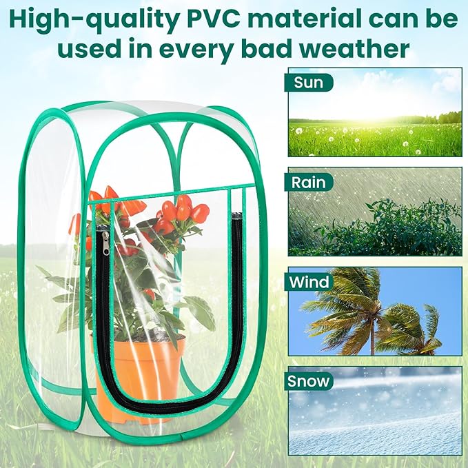 Nuanchu Pop up Mini Greenhouse Cover, PVC Clear Small Greenhouse with Nails 12" x 12" x 20" Inch Portable Plant Flowers Sunshine Tent Room for Indoor Outdoor Gardening(2 Pack)