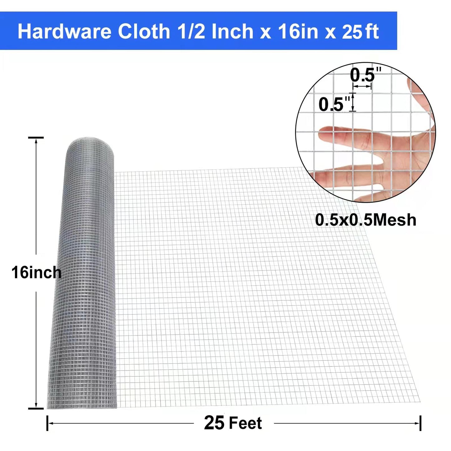 Land Guard 19 Gauge Hardware Cloth, 1/2 inch Chicken Wire Fence, Galvanized Welded Cage Wire Mesh Roll Supports Poultry Netting Cage Fence………