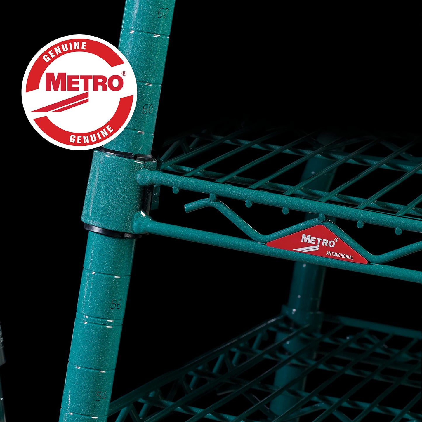 METRO Super Erecta Metroseal Green Epoxy Shelving Unit - Industrial Wire Shelving for Restaurants, Kitchens, Walk-in Coolers/Freezers with Microban - 4 Tier, 2000 lbs Capacity, 24” W x 60” L x 74” H