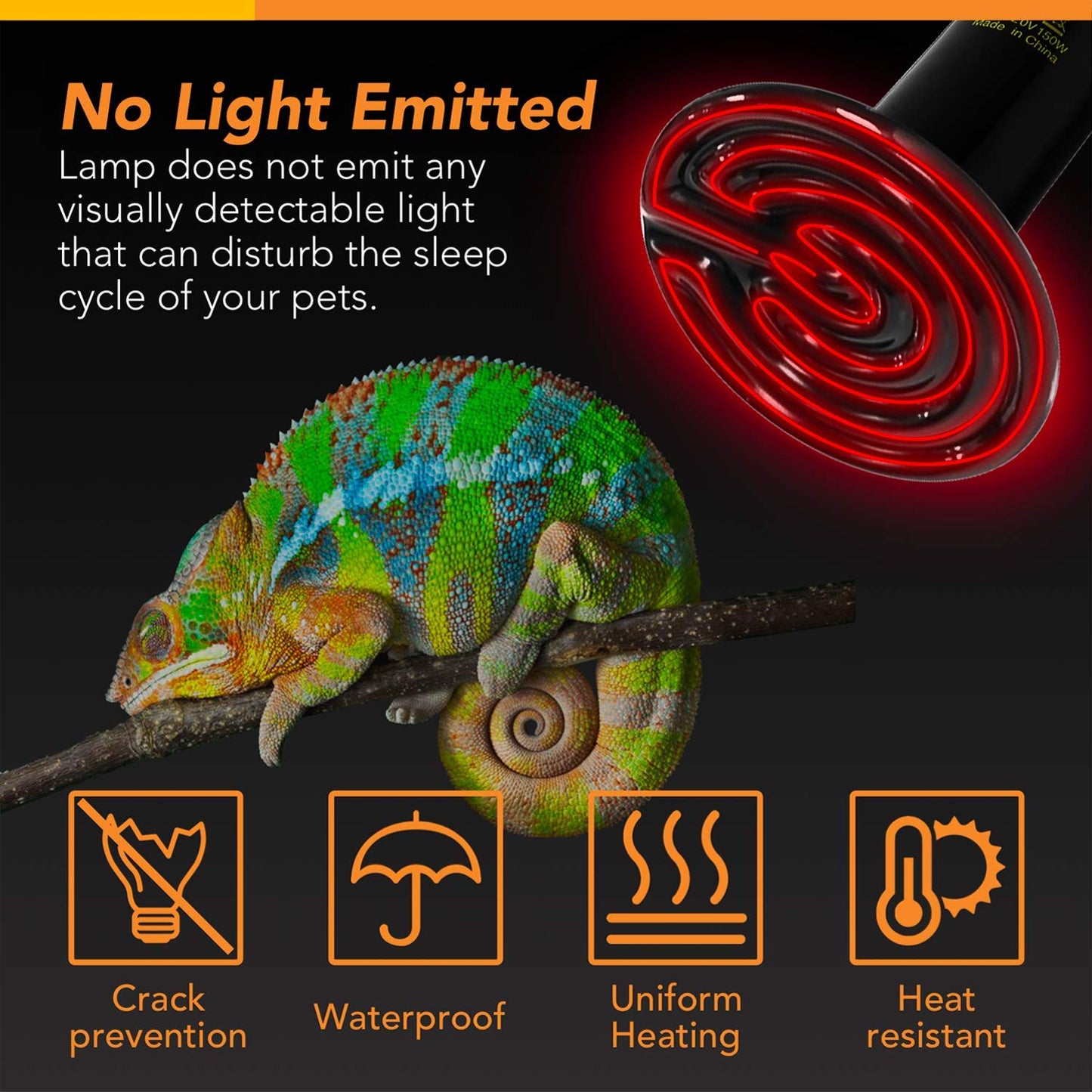 Simple Deluxe 100W 2-Pack Ceramic Reptile Heat Lamp Heat Emitter Bulb No Light Emitting Brooder Coop Heater for Amphibian Pet & Incubating Chicken, Black