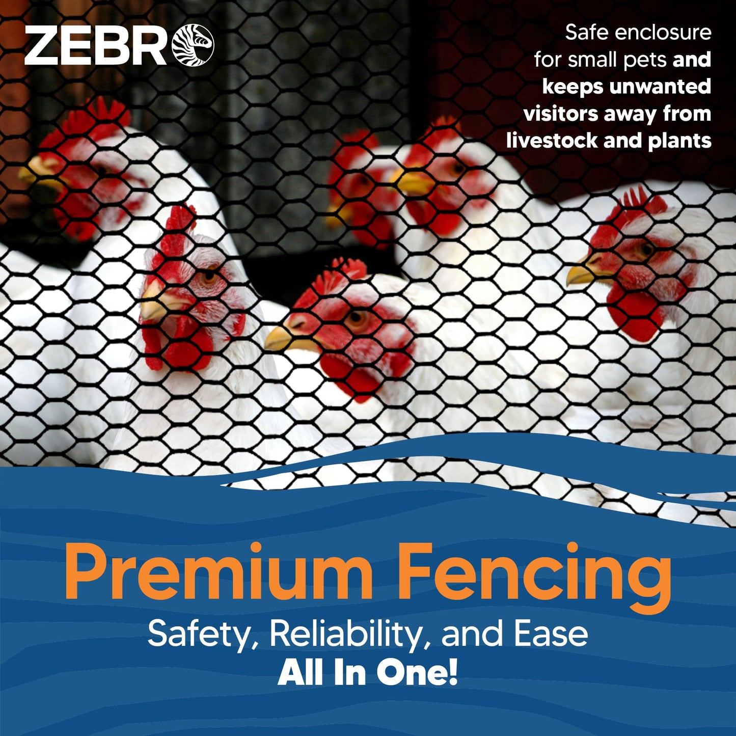 Zebro Plastic Chicken Wire Fence – Flexible Poultry Netting & Garden Fence for Large Chicken Coops, Farm Use, Pet Enclosures & Agriculture – Weatherproof & Rust-Free - 4' x 100' Black